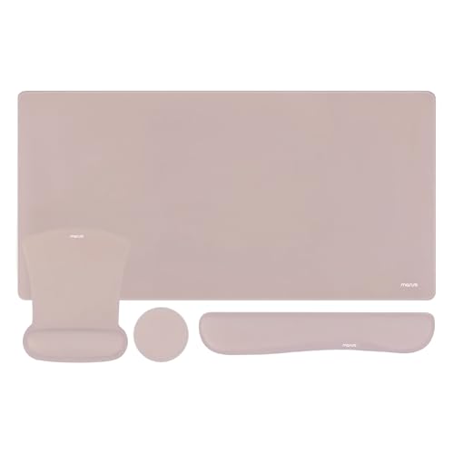 MOSISO Keyboard Mouse Pad Set, Large Gaming Mousepad&Keyboard Wrist Rest&Mouse Wrist Rest&Coaster, Ergonomic Non-Slip Mousepad&Easy Typing Cushion with Memory Foam for Home Office, Taupe Brown - color: Taupe Brown