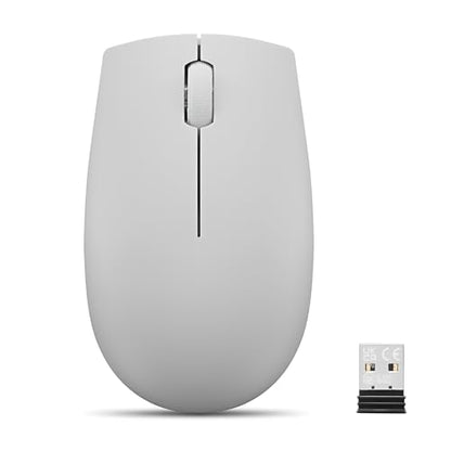 Lenovo 300 Wireless Mouse – Computer Mouse for PC, Laptop with Windows – Ambidextrous Design – 2.4 GHz Nano USB Receiver – 12 Month Battery Life - color: Arctic Grey