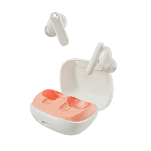 Skullcandy Smokin’ Buds Wireless Noise Isolating Earbuds - Bone | In-Ear Fit, Bluetooth, 20 Hours Battery, IPX4 Sweat and Water Resistant, Microphone for iPhone Android, Commuting, Studying - color: Bone