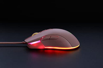 i-rocks M31E RGB Wired Gaming Mouse : 6400 DPI Optical Sensor - 60 Million Click lifespans - Compatible Software - 7 Programmable Buttons - Peach Pink - color: Pink