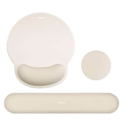 MOSISO Wrist Rest Support for Mouse Pad&Keyboard Set, Khaki | Circle Curved Ergonomic Mousepad Non-Slip Base Home/Office Pain Relief&Easy Typing Pad with Soft Cloth&Silicone Lining - color: Khaki
