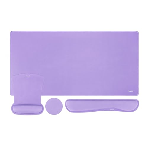 MOSISO Keyboard Mouse Pad Set, Large Gaming Mousepad&Keyboard Wrist Rest | Mouse Wrist Rest&Coaster, Ergonomic Non-Slip Mousepad&Easy Typing Cushion with Memory Foam for Home Office, Purple - color: Purple