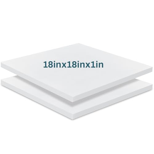 Frienda 2 Pack 1" x 18" x 18" Upholstery High Density Foam Cushion Replacement Square Cut to Size Foam Couch for Chair Couches Padding Shipping Packing DIY Cosplay Projects - color: White, size: 1" X 18" X 18", style: Square