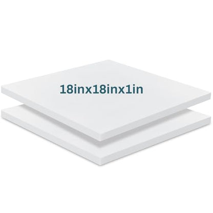 Frienda 2 Pack 1" x 18" x 18" Upholstery High Density Foam Cushion Replacement Square Cut to Size Foam Couch for Chair Couches Padding Shipping Packing DIY Cosplay Projects - color: White, size: 1" X 18" X 18", style: Square