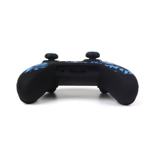 Lion Controller Skin Cover Compatible with Xbox one Controller, RALAN Protector Case, Customised Thumb Grips Caps - color: Lion Black Blue