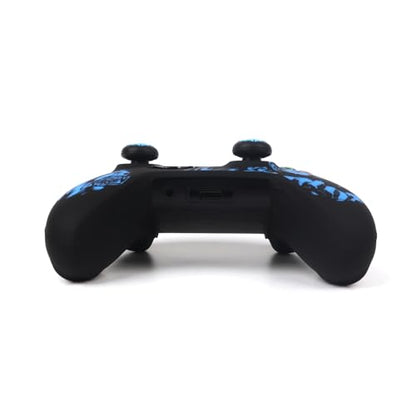 Lion Controller Skin Cover Compatible with Xbox one Controller, RALAN Protector Case, Customised Thumb Grips Caps - color: Lion Black Blue