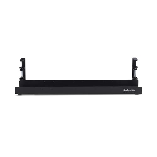 StarTech Under Desk Cable Management Tray, Black (CALB-Desk-Cable-Tray) | Clamp-On Installation, No Drilling Required, Length Adjustable - color: Black, style: Adjustable Width