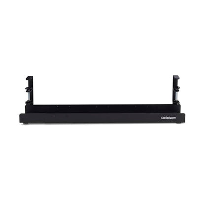 StarTech Under Desk Cable Management Tray, Black (CALB-Desk-Cable-Tray) | Clamp-On Installation, No Drilling Required, Length Adjustable - color: Black, style: Adjustable Width