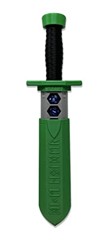 Sword Dagger Dice Holder - (Random 7PCS D20 Dice Set Included) - Custom Polyhedral Dice Storage for Tabletop RPG - Dungeons and Dragons - DND - D&D (Green) - color: Green