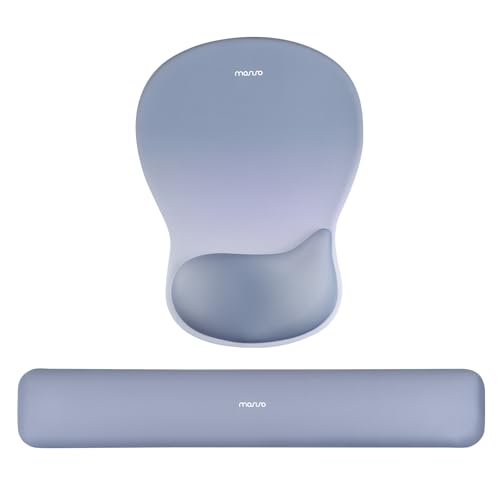MOSISO Wrist Rest Support for Mouse Pad&Keyboard Set, Ergonomic Mousepad with Concave Curved Memory Foam, Non-Slip Base Pain Relief Comfortable Rectangular Easy Typing Pad for Home/Office,Stone Blue - color: Stone Blue