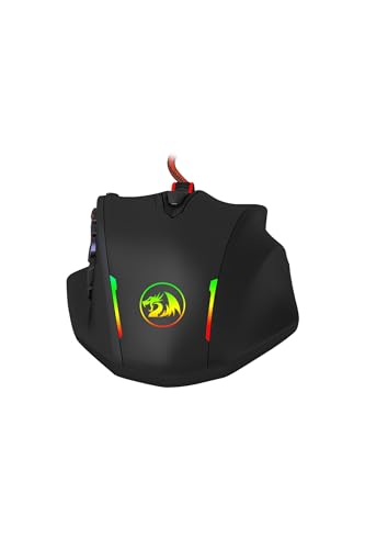 Redragon M908 12400 DPI Impact MMO Gaming Mouse w/ 18 Programmable Buttons, Weight Tuning Cartridge, 12 Side Buttons