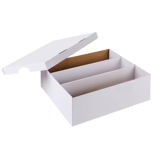 Card Storage Box,3 Rows about 2400 Count Collector Cards Box with Divider,Trading Card Storage Box for TCG/Mtg/Sports Card Storage and Collection,12.9"×10.4"×4.3"(1-Pack) - color: White, size: 12.9"×10.4"×4.3"