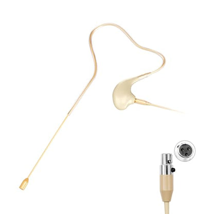 KIMAFUN Headset/Headworn Microphone Single Earset Ear-Hook Over Ear Hanging Condenser Mic Compatible with AKG Wireless System Bodypack Transmitter, Ideal for Performance, Theater, Lecture - Beige D3 - size: D3 for AKG Wireless System