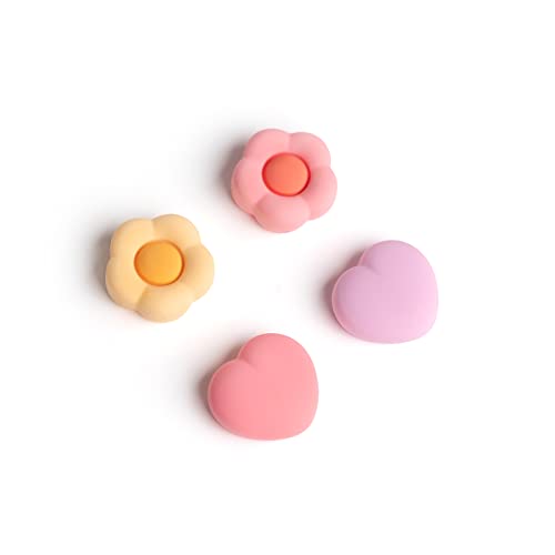 GeekShare Silicone Joystick Thumb Grip Caps, Joystick Cover Compatible with Switch / OLED / Switch Lite,4PCS -- Heart & Flower (Pink&Yellow) - color: Heart & Flower Pink