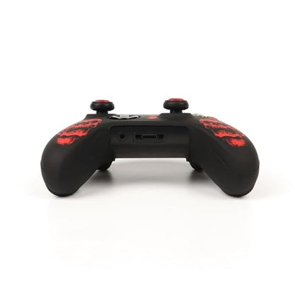 Skull Controller Skin Cover Compatible with Xbox one Controller, RALAN Protector Case, Customised Thumb Grips Caps - color: skull Black Red