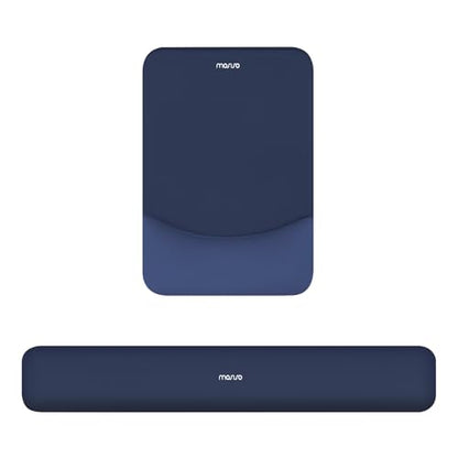 MOSISO Wrist Rest Support Mouse Pad & Keyboard Set, Navy Blue | Rectangular Ergonomic Mousepad, Non-Slip Base, Home/Office Pain Relief & Easy Typing, Neoprene Cloth & Raised Silicone Lining - color: Navy Blue