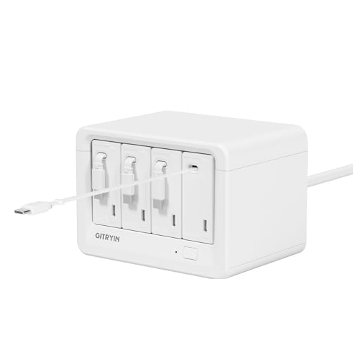 Gitryin 12-in-1 Desktop Modular Charging Station, 4 65W USB C Retractable Chargers with 33.5in Built-in Cables, ETL Surge Protector Charging Hub for Laptop, Phone, Tablet, Home Office Desk, White - color: White