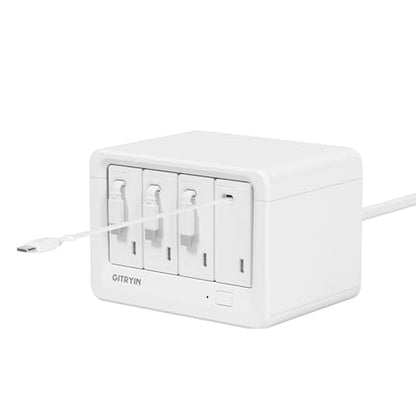 Gitryin 12-in-1 Desktop Modular Charging Station, 4 65W USB C Retractable Chargers with 33.5in Built-in Cables, ETL Surge Protector Charging Hub for Laptop, Phone, Tablet, Home Office Desk, White - color: White
