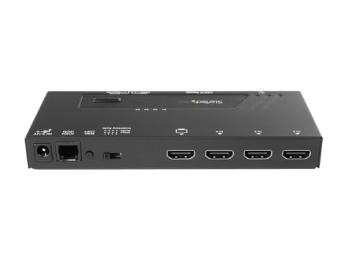 StarTech 4-Port HDMI Switch, 4K, Fast Switching, Serial, TAA (VS421HD4KA) | Auto-sensing, EDID copy, 4x1 routing, Serial control, Automatic/priority/manual modes, Four to one display