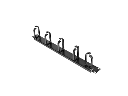 StarTech 1U 19in Rack Cable Management Panel, D-Ring, Metal (CABLMANAGER2) | Horizontal or vertical wire manager, 3in ABS plastic hooks spaced 4in, Fits 2 or 4-post racks - style: 1U Multi-Direction Rotating