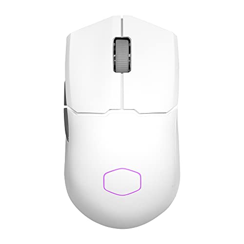 Cooler Master MM712 Wireless Gaming Mouse White with Adjustable 19,000 DPI, 2.4GHz and Bluetooth, Ultraweave Cable, PTFE Feet, RGB Lighting and MasterPlus+ Software - style: MM712 Wireless White