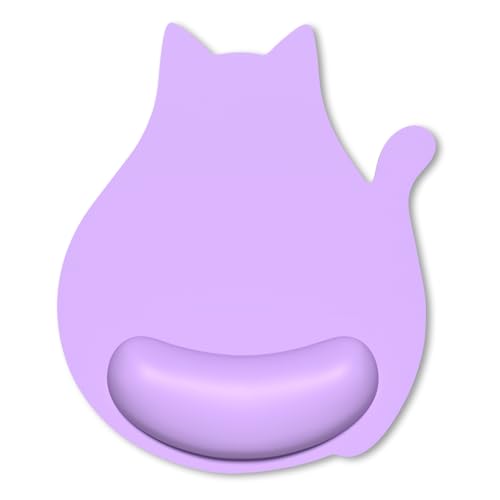 Ergonomic Mouse Pad with Wrist Rest, Cute Cat Memory Foam Padded Pain Relief Non-Slip Wrist Support Mouse Mat for Gaming Work Computer Laptop, Funny Office Supplies Desk Accessory, Purple - color: Vanilla Purple, size: Standard
