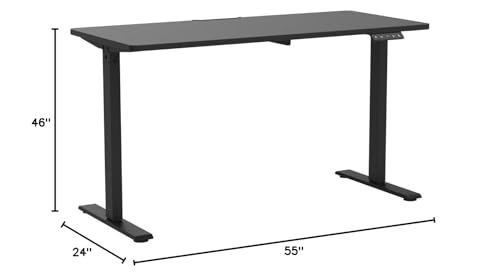 FLEXISPOT Standing Desk Electric Height Adjustable Desk with 55 x 24 Inches Splice Board, Ergonomic Memory Controller, Black Top + Black Frame - color: Black, size: 55"x24"