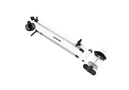 Premium Low-Profile Desktop Mic Boom Stand - Fully Adjustable for Podcast, Streaming, and Home Office Setups, White (SH-BROADCAST2-W)
