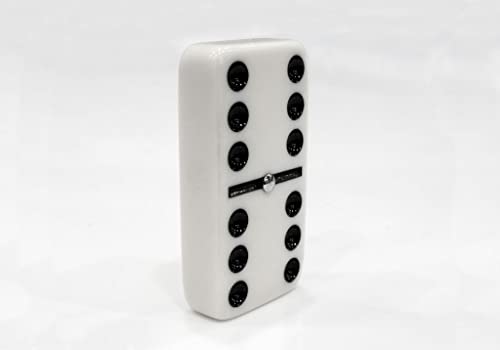 Alex Cramer Spinner Domino Set. Caramel Leather Case - Professional Tournament Traveler Domino Set - with Spinners - 28 Indestructible Double Six Dominoes - style: Domino Set with Spinners