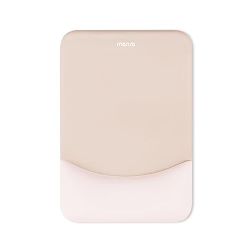 MOSISO Ergonomic Memory Foam Mouse Pad with Wrist Support, Apricot | Mousepad with Soft Cloth&Raised Curved, Home Office Easy Typing Pain Relief Mousepad with Non-Slip Base for Computer Laptop - color: Apricot
