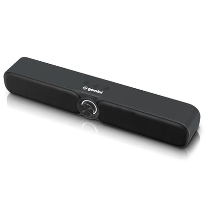 Gemini Portable Bluetooth Soundbar for TV, Desk & Gaming (GSBR-20) | 16" portable soundbar for TV, desk & gaming - USB-C or battery - dual 2" drivers - FM, 5-in-1 media