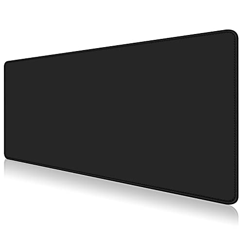 Dapesuom Large Mouse Pad, Extended Gaming Mouse Mat with Stitched Edges, Full Size Desk Mats with Non-Slip Base, Computer Big Desktop Keyboard Pad for Gamer, Laptop, Office, 23.6 x 11.8 in, Jet Black - color: Jet Black, size: 23.6L x 11.8W inches