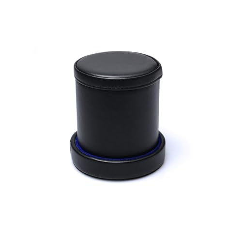 PU Leather Dice Cup with Lid, Blue Velvet Interior Quiet Dice Shaker Cup Including 6 BlueTranslucent Dice for Liars/Farkle/Yahtzee Games, 1 Pack - color: Dark Blue
