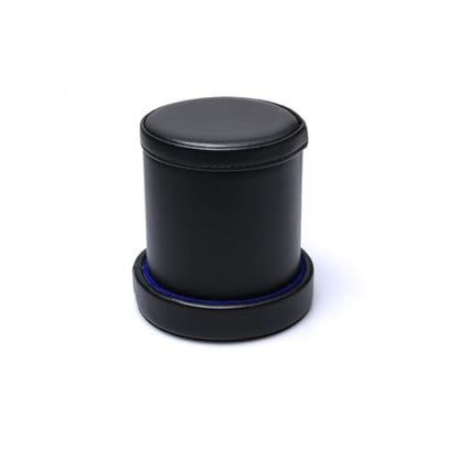 PU Leather Dice Cup with Lid, Blue Velvet Interior Quiet Dice Shaker Cup Including 6 BlueTranslucent Dice for Liars/Farkle/Yahtzee Games, 1 Pack - color: Dark Blue