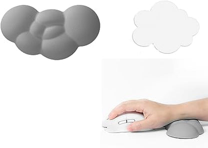 Ergonomic Cloud Mouse Wrist Rest with Coaster, Soft Memory Foam Wrist Support Pad Cushion for Mouse Computer Laptop Office PC Gaming Home, Non-Slip Base, Massage Holes Design, Wrist Pain Relief - color: 2 in 1 Set-grey