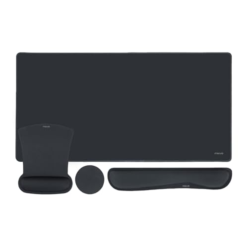 MOSISO Keyboard Mouse Pad Set, Large Gaming Mousepad&Keyboard Wrist Rest&Mouse Wrist Rest&Coaster, Ergonomic Non-Slip Mousepad&Easy Typing Cushion with Memory Foam for Home Office, Slate Gray - color: Slate Gray