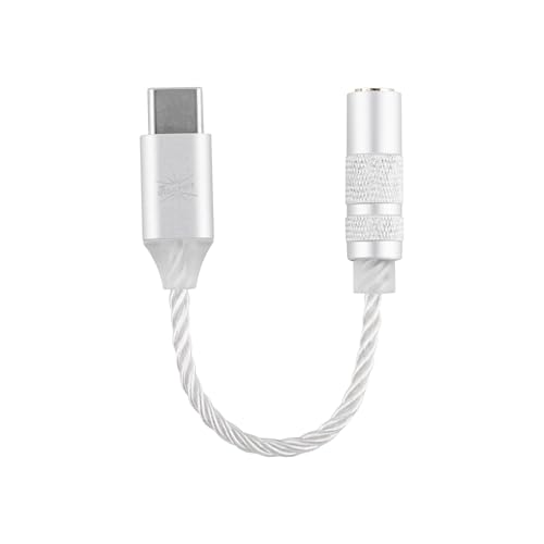Linsoul Kiwi Ears AD1 Type-C to 3.5mm Female Headphone DAC Adapter Cable, USB C to Aux IEM Dongle with KT02H20 Chip, High Res 32bit/384kHz, CTIA-Standard for iOS/Android/Windows Smartphones (Silver) - color: Silver