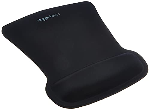 Amazon Basics Ergonomic Mouse Pad with Wrist Support for Pain Relief, Gel-Filled Cushion, Non-Slip Rubber Grip Base, 10.1 x 8.1 Inches, Black