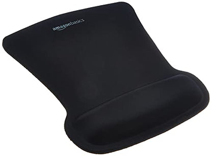 Amazon Basics Ergonomic Mouse Pad with Wrist Support for Pain Relief, Gel-Filled Cushion, Non-Slip Rubber Grip Base, 10.1 x 8.1 Inches, Black