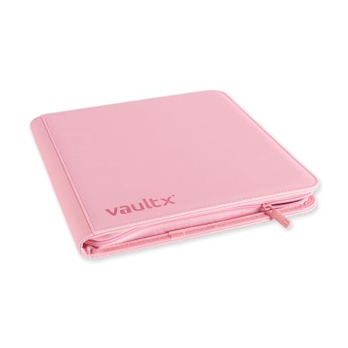 Vault X 12 Pocket Zip Trading Card Binder 480 Cards Exo-Tec (Pink) | Holds 480 standard-size TCG cards in 20 side-loading 12-pocket pages. Padded, water-resistant Exo-Tec cover. - color: Pink, size: 12 Pocket