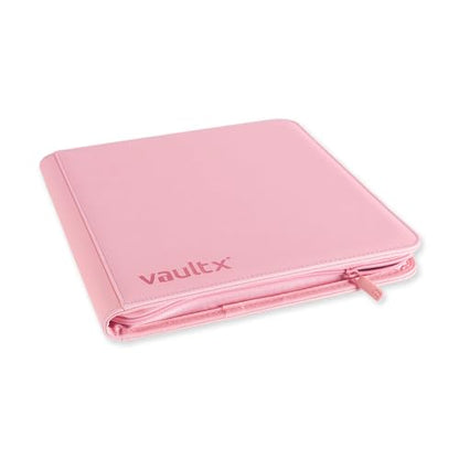 Vault X 12 Pocket Zip Trading Card Binder 480 Cards Exo-Tec (Pink) | Holds 480 standard-size TCG cards in 20 side-loading 12-pocket pages. Padded, water-resistant Exo-Tec cover. - color: Pink, size: 12 Pocket