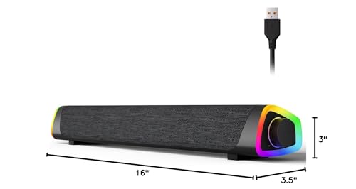 SOULION R30 Plus Bluetooth Computer Speakers, Wired USB Powered Plug & Play | All-in-One Rotary Control, Slanted Design, 6 Modes LED Light PC Speaker for Desktop Monitor Laptop Gray - color: Gray, style: USB & Bluetooth