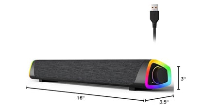 SOULION R30 Plus Bluetooth Computer Speakers, Wired USB Powered Plug & Play | All-in-One Rotary Control, Slanted Design, 6 Modes LED Light PC Speaker for Desktop Monitor Laptop Gray - color: Gray, style: USB & Bluetooth