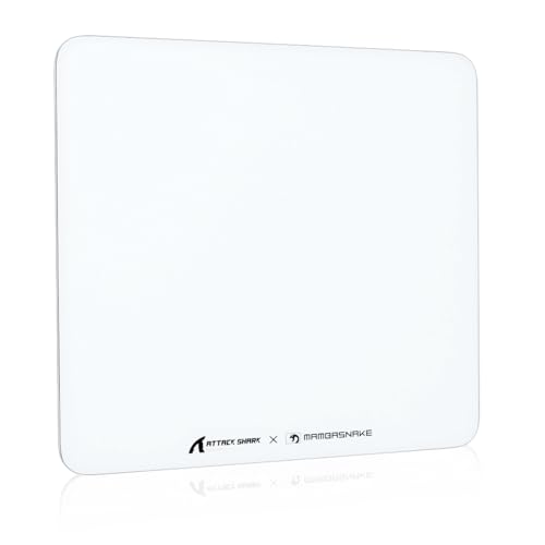 ATTACK SHARK CM05 Glass Gaming Mouse Pad,17.7x15.7 in Large Mouse Mat，Non Slip 9H Hard Mousepads,Nano-Textured Glass Surface with Improved Precision and Speed for FPS Players-Pure White - color: Pure White