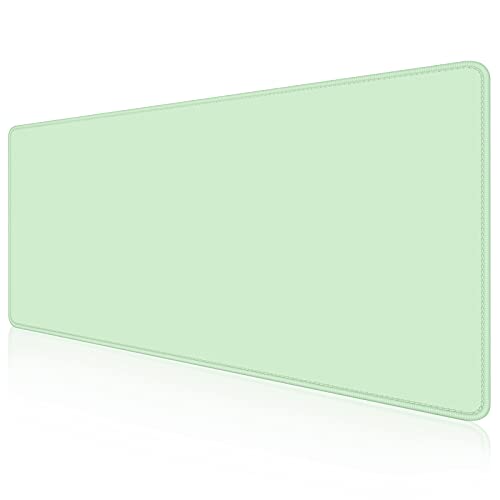 Dapesuom Large Mouse Pad, Extended Gaming Mouse Mat with Stitched Edges, Full Size Desk Mats with Non-Slip Base, Computer Big Desktop Keyboard Pad for Gamer, Laptop, Office, 23.6 x 11.8 In, Lake Green - color: Lake Green, size: 23.6L x 11.8W inches