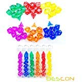 Bescon Mini Translucent Polyhedral RPG Dice Set 10MM, Small RPG Dice Set D4-D20 in Tube Packaging, Assorted Colored of 42pcs (7X6 - color: 6x7 42pcs Assorted Translucent Colors