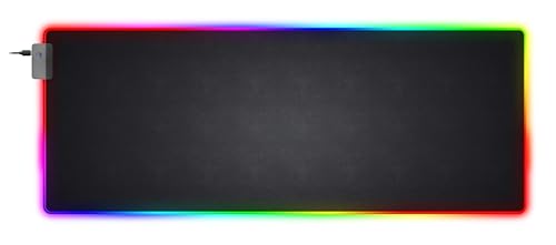 SENTRY LED Gaming XXL Mouse Pad Deskmat, 12 RGB Colors Variations, Extra Large with Non-Slip Rubberized Bottom, USB Wire Included, 31x12 Inches