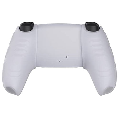 PlayVital Mecha Edition Clear White Ergonomic Soft Controller Silicone Case Grips for ps5, Rubber Protector Skins with Thumbstick Caps for ps5 Controller - Compatible with Charging Station - color: Clear White