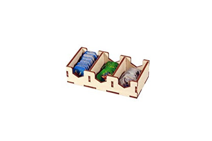 The Broken Token Game Organizer Compatible with The Castles of Burgundy - Wooden Game Organizing Box with Multiple Trays