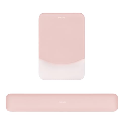 MOSISO Wrist Rest Support Mouse Pad & Keyboard Set, Baby Pink | Rectangular Ergonomic Mousepad, Non-Slip Base, Home/Office Pain Relief & Easy Typing, Neoprene Cloth & Raised Silicone Lining - color: Baby Pink